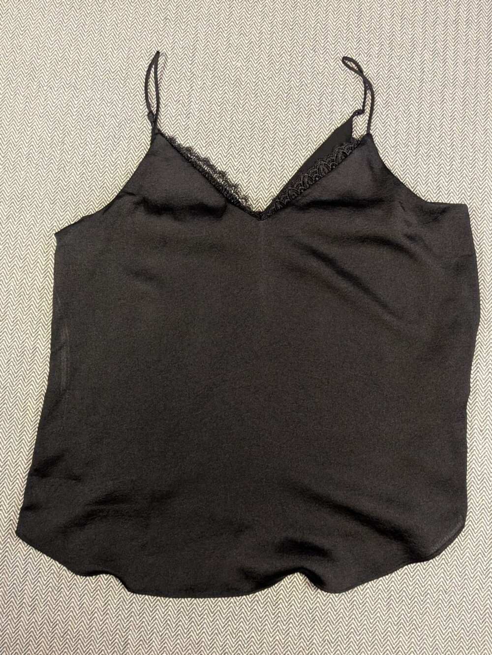 Black Satin-like Cami with Lace Size Large- Going out Dark Romance Sexy Goth